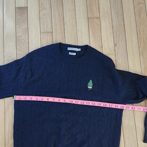 Peter Millar Italian Merino Wool Navy Cable Knit Sweater Men Size M - Picture 6 of 11
